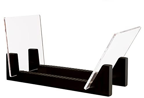 Juwacoo Soporte para Discos Almacenamiento de, Estante para Discos Soporte de Vinilo con Ranuras Antideslizantes para 50 Discos, Soporte para Vinilos de Madera de Pino, Portafolletos