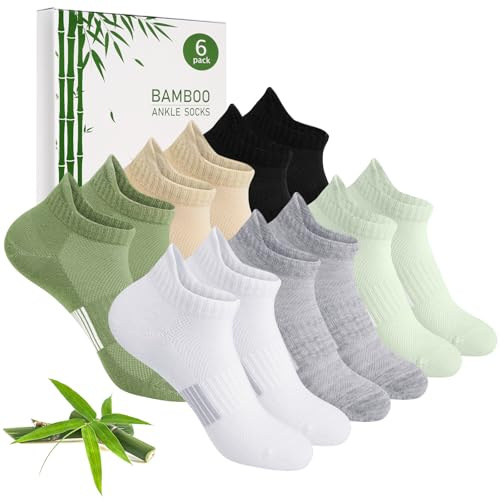 Chaussettes Basses en Bambou Femmes Socquettes 39-42/35-38, Chaussettes de Course Sport Running Dames Respirantes en Coton, 6 Paires