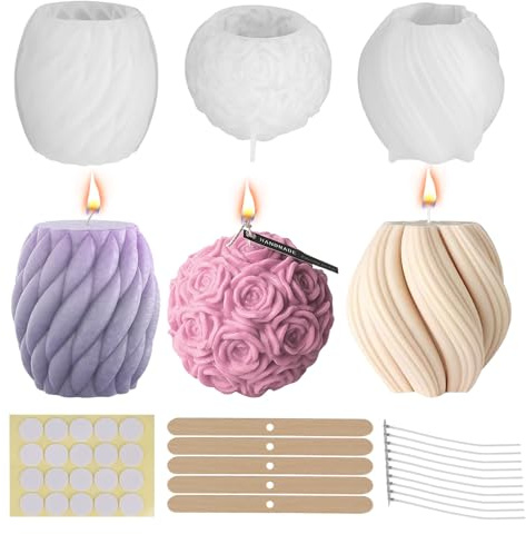 XTDMJ 3 stampi per candele a forma di bolla in silicone 3D fai da te, ornamenti a spirale per aromaterapia e artigianato