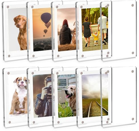 MaehSab 10er-Pack Acryl-Kühlschrankmagnet-Bilderrahmen, hochtransparente, klare Mini-Kühlschrankrahmen für Sofortbilder, 2,3 x 3,5 Zoll großer Magnetrahmen für Kühlschrankdisplay
