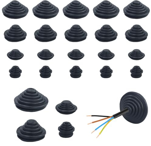 66 stycken gummikabelgenomföring, flexibla gummitorn kabeltätningar, vattentäta kabelrör, kabelgenomföring tätningsskydd ring hål 10/20/25/30 mm, för att skydda trådar, kabelanslutningar