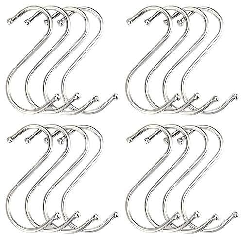 RQzaufania 20 Pezzi Ganci a S, Ganci a Forma di S Grande da 12 cm, gancio a S in Acciaio Inox Resistente per Appendere in Cucina, Bagno, Camera da Letto, Soggiorno e Ufficio (Argento)