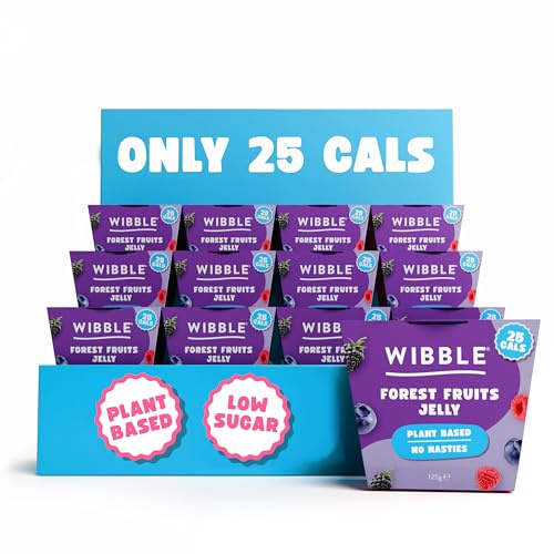 Wibble Jelly Pots, Forest Fruits, 12 Pack, Plant Based, 25 Cals, Low Calorie, Low Sugar, Vegan, Vegetarian, Jello