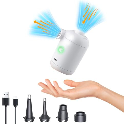 OBEST Electric Air Pump,Battery Powered Portable USB Mini Electric Air Pumps, Air Pumps for Inflatables, Camping Fast Inflator and Deflate, 3 Inflator Nozzles for Mattress/Pool