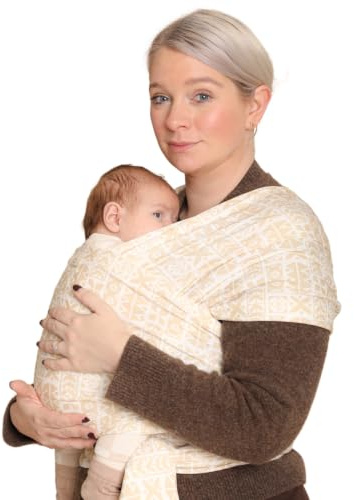 RYLOOBABY Baby Sling Carrier & Stretchy Baby Wrap – Newborn Baby Carrier 3.2–15 kg, Soft Cotton Hands-Free Babywearing Sling, Hip Healthy, One Size XXS–XXXL – Savanna Symbols