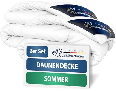 DormiGood Sommerdecke Daunen 140x200 2er Set - Made in Germany - 100% Extraweiche Daunen - Atmungsaktive Daunendecke 140x200 - Oeko-TEX zertifizierte Federbettdecke 140 x 200 - Bettdecke