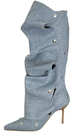 Botas Altas Mujer Media Caña, Botas Verano Mujer Verano, Botines Cowboy Otoño CáLidas Y Redondas con Punta Larga Y Suela Recta Y Gruesa Botines Camperos Bota Boots Cowboy Boots