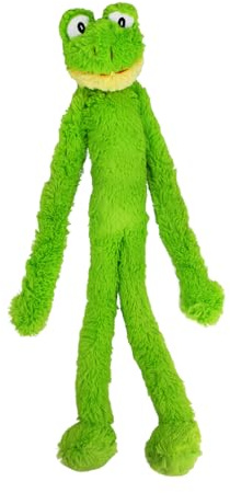 Multipet Swingin' Slevin Frog Dog Plush Toy - Squeaky Toys for All Dogs - Extra Soft Plush - Stuffed Animal for Cuddling & Playing - Cute Dog Pet Toy (27”, Green, 5 Squeakers)