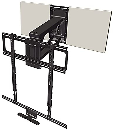 MantelMount MM700 Premier Fireplace TV Mount Pull Down Bracket for 50-90 & 25-115 lb Televisions Above Mantel with Sound Bar Attachment, Paintable Covers & Safety Pull Down Handles