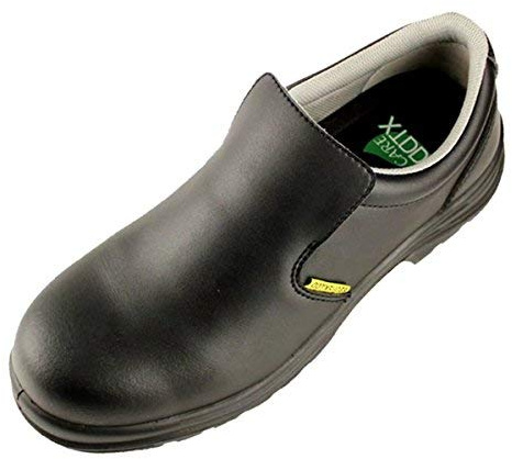 DDTX Men's Slip-on Work Shoes Smash-Proof SRC Grade Slip Resistant Chef Shoes Black (9)