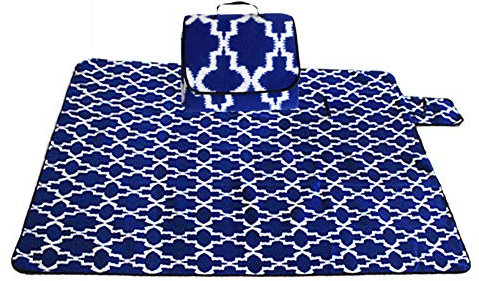 JameStyle26 Stern Star Picknick Decke Grillen Matte Garten Camping Outdoor Stranddecke Tupfen Beach wasserdichter Unterboden XXL 200x200cm (Blau Octagon)