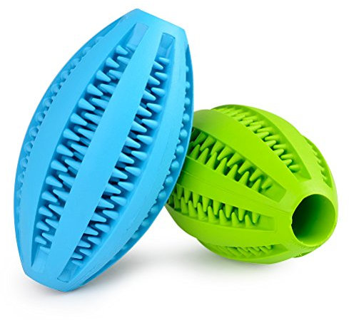 ATPWONZ 2er Pack Hundeball mit Zahnpflege-Funktion Hundespielzeug aus Naturkautschuk für Leckerli Hundespielball für Große & Kleine Hunde Reinigungstraining Set