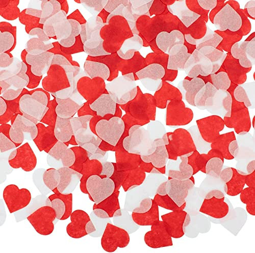 6000 Pièces de Confettis - Poudre Rouge et Blanche, 2,5 cm, Cœur, pour Mariage, Anniversaire, Saint-Valentin, Fête, Décoration