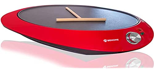 BEHOME Elektrische Crêpes-Pfanne mit Antihaft-Platte | Crepes-Maschine flach 30 cm | Crepes Maker mit Teigdiffusor inklusive