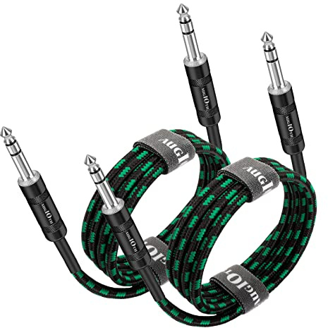 Augioth 1/4 TRS Cable - 20ft 2Pack, Balance 6.35mm TRS Plug, Stereo Quarter inch Male Cable for Power Speaker, Mixer, Amplifier