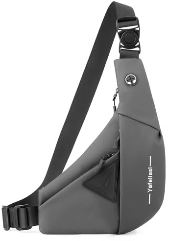 VARLIVOO Brusttasche Herren, wasserdichte Anti Diebstahl Umhängetasche, Kleine Leichte Schultertasche für Herren zum Reisen, Wandern und Alltag Grau A
