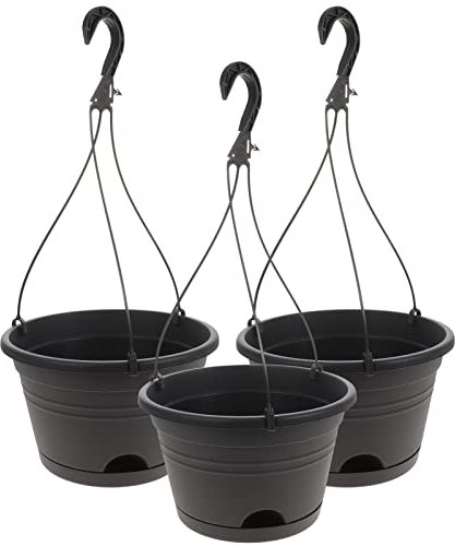 YARNOW 3 Stücke Hängetopf Hängender Blumentopf Blumenampel Kunststoff Hängepflanze Topf Aufhänger mit Haken für Ranke Pflanzen Zuhause Wand Balkon Terrasse Garten Grau