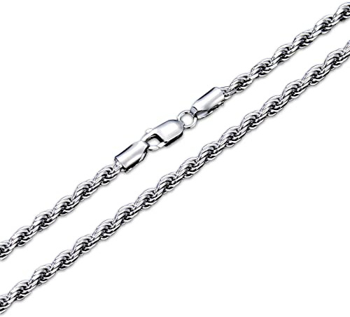 PDTJMTG 925 Sterling Silver Rope Chain 1.5MM, 2MM, 3MM, 3.5MM Diamond Cut Braided Silver Rope Chain Necklace Gift for Men Women (Width: 1.5mm, 50cm)