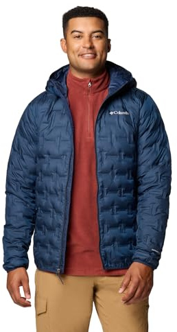Columbia Men's Delta Ridge 2 Down Hooded Jacket, Hooded Puffer Down Jacket, Collegiate Navy, Medium