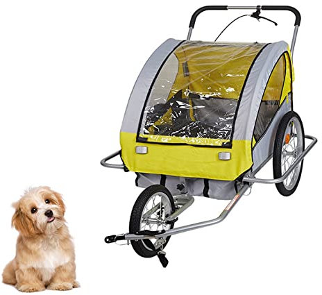 Lnlscle 2-in-1-Hundefahrradanhänger Und Kinderwagen, Haustier-Fahrradanhänger Mit Netzfenster, Belastung 40 Kg, Outdoor-Haustiertransportbox Für Kleine Und Große Hunde