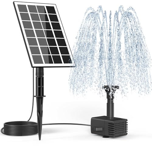 SZMP Fontana Solare da Giardino con 8 Ugelli & 3M Cavo Solare Fontana Pompa ad Acqua per Bagno, Uccelli, Acquario, Stagno, Decorazione del Giardino
