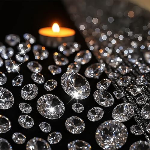 DomeStar 1000PCS Diamond Decorations, Clear Fake Diamonds Acrylic Craft Gems Crystals for Vase Fillers Wedding Table Scatters Party 5 Sizes（0.16''-0.9'')