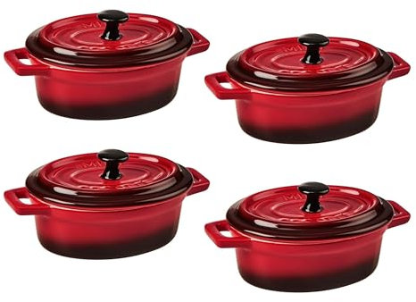 BUTLERS Mini-Auflaufform oval aus Keramik | kleine Auflaufform mit Deckel | backofenfest | auch als Soufflé Förmchen und Tapas-Schalenset geeignet