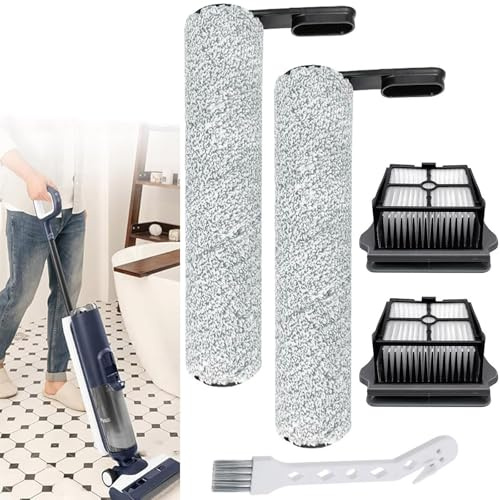 Vacuum Roller Brushes and Filters Replacement, Vacuum Attachments Compatible with Tineco Floor ONE S5/Floor One S5 Pro Cordless Vacuum Cleaner, Vacuum Accessories Include 2 Brush Rollers, 2 Filters