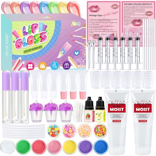 Vezerd Lipgloss Selber Machen, Lipgloss Making Kit, Erwachsene Bastelset DIY Set Lippenstift Herstellungsset, Mädchen Lipgloss Set Lustiges Kosmetik Spiel Make up Geschenk für Mädchen/Frauen