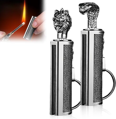 2 accendini a benzina permanenti, stile retrò, accendino a olio, accendino con anello portachiavi, accendino per candele, leggero, regali per uomini
