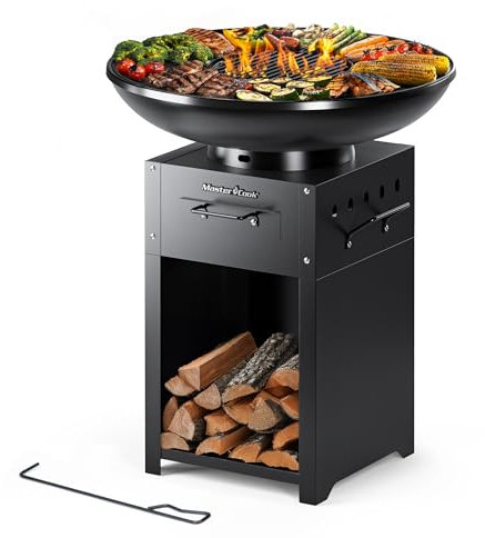MASTER COOK Plancha Grill, 470 mq IN griglia barbecue a carbone con piastra in acciaio rimovibile, convertibile in braciere, griglia Carne Asada per cortile, campeggio e cucina all'aperto
