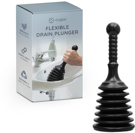 CUQOO Heavy Duty Flexible Sink and Drain for Bathrooms, Kitchens, Baths, Sinks and Showers – Effortless, Effective Powerful Accordion Plunger to Clear all Blocked drains