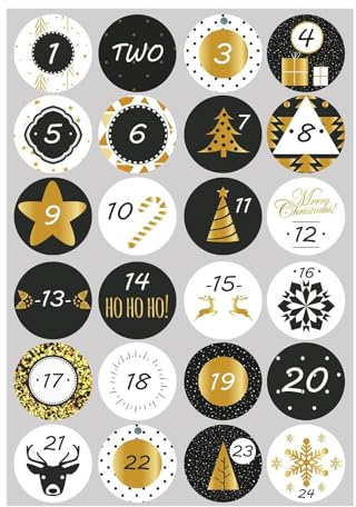 Bajbumgn Etichette Numerate Per L Avvento Di Natale | Calendario Avvento 24 Giorni Adesivi Decorativi | Adesivi Natalizi Per Buste Sacchetti Regali Scatole Decorazioni Fai Da Te Computer Portatile
