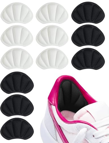 ZKUNL Lot de 6 Paires Coussinets Talon Homme Femme, Protège Talon Épais Autocollant pour Arrière du Talon, Semelle Intérieure pour Chaussures Trop Grandes, Noir,Blanc