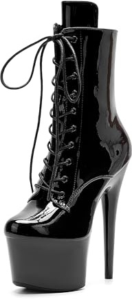 WUXIN H&P 7in Pole Dance Boot Shoes For Women, Exotic Ankle Boots Platform Stiletto Dress Heels US 8