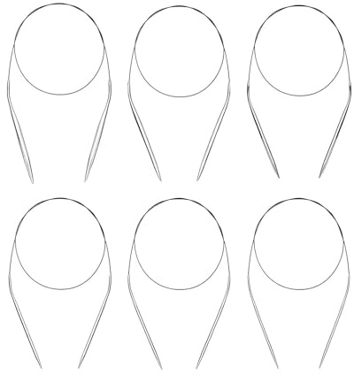 6 Pcs Circular Knitting Needles Set, Size 2.5mm 3mm 3.5mm 4mm 4.5mm and 5mm, Steel Knitting Needles with Flexible Cables for Weaving Sweaters, Scarves, Hats Projects