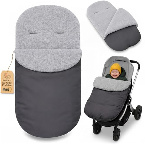 Saco para Carrito y Buggy de Invierno 90x45 cm - Saco de Invierno Forro Cálido Manta Envolvente Accesorio Bebé cálido boucle certificado Oeko-Tex Gris Oscuro