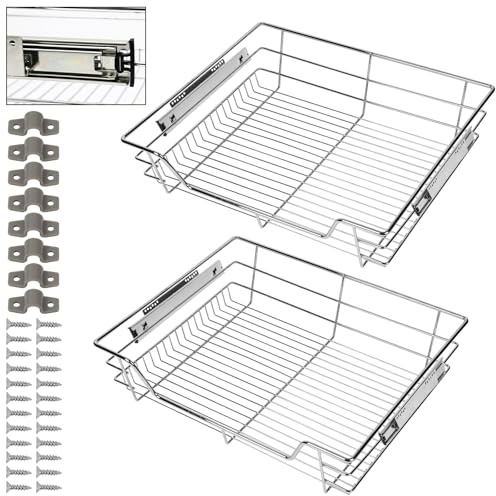 Jaxguom Lot de 2 tiroirs télescopiques de 60 cm - Tiroirs extensibles pour armoires de cuisine - Extension complète - En métal résistant - Pour armoire de cuisine