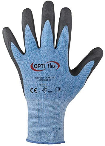 12 Paar Stronghand Arbeitshandschuhe HANTING, blau, Polyester-Nitril-Beschichtung mit Noppen, Größe 10