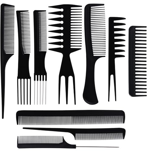 Oneleaf Styling Hair Comb 10PCS Hair Stylists Professional Styling Comb Set Variety Pack Great for All Hair Types & Styles