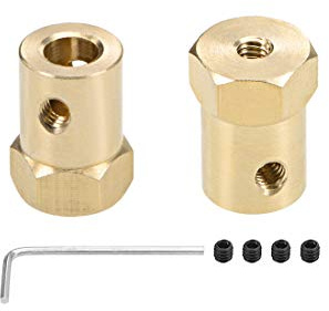 sourcing map Hex Accoppiatore 6mm Foro Motore Hex Ottone Albero Giunto Connettore per Auto Ruote Pneumatici Albero Motore 2 pz