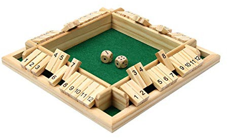 Kitchnexus Deluxe 4-Spieler Shut The Box Holz Tisch Spiel Klassisch Würfelspiel Board Spielzeug (Grün)