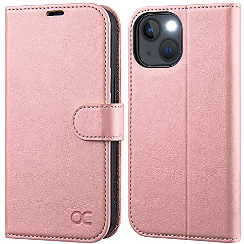 OCASE Custodia iPhone 13, Cover iPhone 13 Interno TPU Antiurto Portafoglio [RFID Blocking] [Carta Fessura] [Supporto Stand] Custodie in Pelle per iPhone 13 (6,1 Pollici) - Rosa