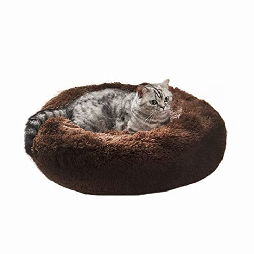 CanadianCat Company | Flauschiges Plüschbett für Katzen | Katzenbett Donut | ca. 60 x 60 x 30 cm | waschbar Katzenschlafplatz Katzenkissen Katzenkorb rund Dunkelbraun