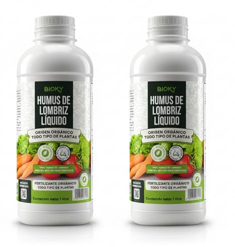 Humus de Lombriz Líquido 2L – Fertilizante Universal Muy Concentrado 5ml/L | +50% de Materia Orgánica – Abono Líquido para Plantas y Regenerador del Suelo – 100% Puro y Orgánico, Sin Residuo (2L)