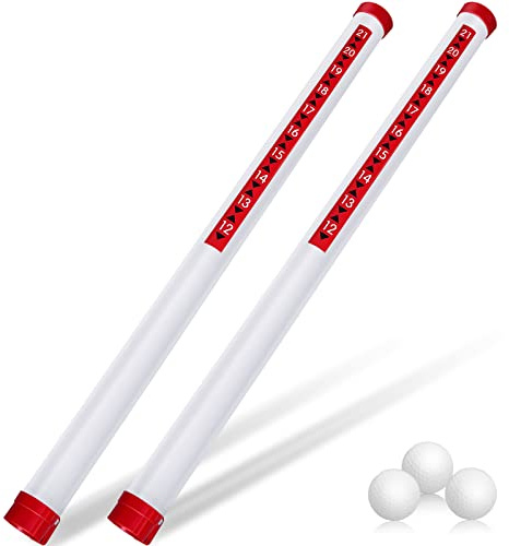 Deekin 2 Pieces Golf Ball Picker Plastic Tube Ball Retriever Clear Golf Ball Retriever Golf Ball Grabber Golf Ball Collector Golf Ball Pickup Tool Shag Tube (Red)