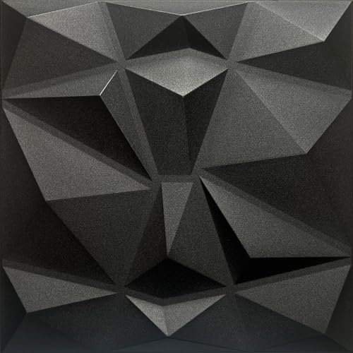 Deccart - 3D Wandpaneele 50x50 cm - Paneele Wand Wall Panels Deko Wandverkleidung Innen Panel Deckenverkleidung Decke Deckenpaneele Platten Styropor EPS-Polystyrol Diamant 12 m², 48 Stück,Schwarz