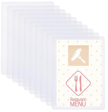 SUPERFINDINGS 10 fundas protectoras de hojas transparentes de plástico A5 de 5,8 pulgadas, protección de papel impermeable, para documentos duros, fundas de fotos, protectores horizontales para