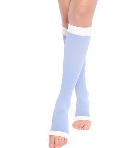 Mdrcg Kompressionsstrümpfe Damen Herren,Offene Zehen Kniehohe Dicke Waden Stützstrümpfe,Compression Socks Für Krampfader, Durchblutungsförderung,B,M