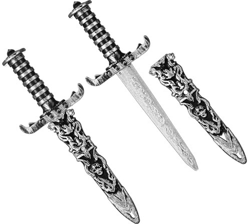 Harrycle 2 Pezzi Spade di Plastica per Halloween Spade Giocattolo di Plastica Pugnale da Pirata Spada Finta Puntelli per Donne e Uomini Oggetti di Scena Props Bomboniere per Feste Cosplay